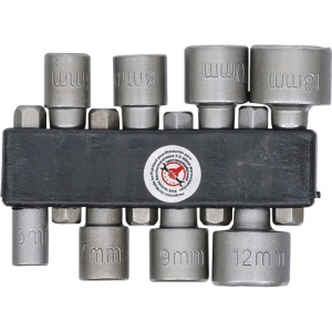 Set chei tubulare 5 - 13 mm cu prindere pentru autofiletanta, antrenare hexagon exterior 6,3 mm (1/4"), 8 piese, BGS DIY 67308 - Img 2
