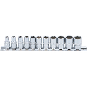 Set chei tubulare 6 colturi, 6,3 mm (1/4") marimi in ţoli, 11 piese, BGS 2433