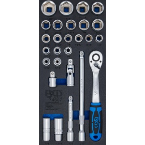Set chei tubulare dimensiuni în Inch 5/16" - 1,1/4" cu antrenare 1/2", 27 piese, BGS 74607 - Img 1