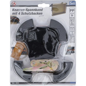 Set chinga cu clicket pentru ancorare + 4 coltare de protectie, lungime 5 m, latime 25mm, forta de tractiune 120/240Kg, BGS DIY 3554 - Img 3
