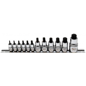 Set cu biti Torx extra scurt T8-T60, antrenare cu tubulara 1/4", 3/8", 1/2", 12 piese, BGS 5098