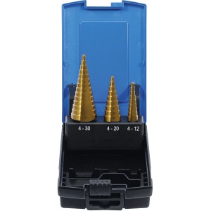 Set freze de gaurit si majorat in trepte pentru metal Ø 4 - 30 mm, 3 piese, BGS 1624 - Img 1