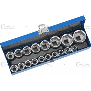 Set tubulare profil hexagon 8-32 mm, antrenare 1/2", 18 buc., Condor 1196 - Img 2