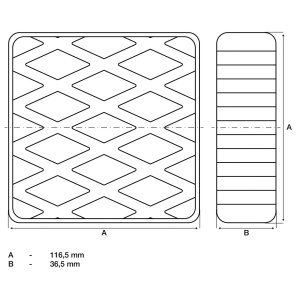 Tampon din cauciuc pentru platforme elevatoare, dimensiuni 116,5 x 116,5 x 36,5 mm, BGS 7037 - Img 2