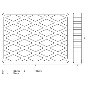Tampon din cauciuc pentru platforme elevatoare, dimensiuni 160 x 120 x 20 mm, BGS 7036 - Img 2
