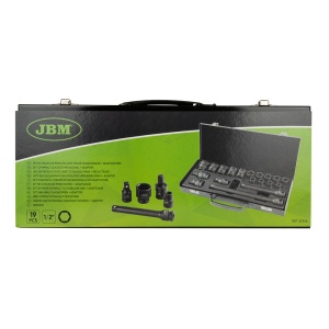 Trusa cu tubulare de impact, antrenare 1/2" profil hexagon cu 14 tubulare + adaptoare, 19 piese, JBM 52345 - Img 5