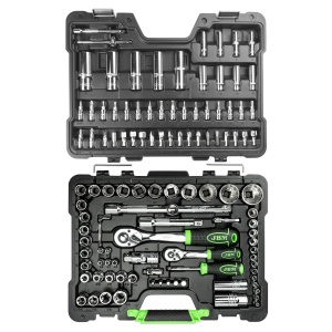 Trusa de tubulare cu 12 colturi, clicketi si prelungitoare, 113 piese, JBM 54047 - Img 3