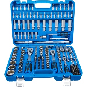 Trusa tubulare in Inch, cu 3 clicketi 1/4'' + 3/8'' + 1/2'', biti combinati, 192 piese, BGS 2245