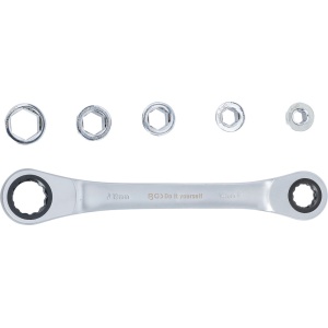 Cheie inelara cu clichet cu set adaptoare, 8 - 19 mm, 6 piese, BGS DIY 71016 - Img 2