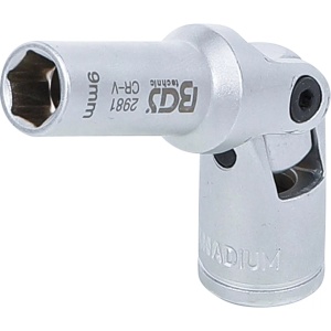 Cheie tubulara 9 mm articulata pentru bujii incandescente, actionare 10 mm (3/8"), BGS 2981 - Img 1