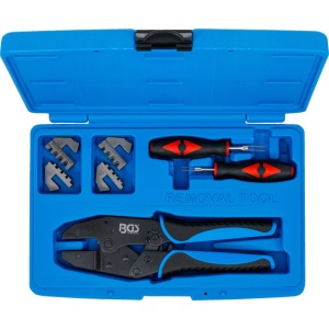 Cleşte de sertizare + scule pentru deblocare pini din fise / prize electrice, BGS 70929 - Img 4