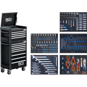 Dulap de scule Workshop Standard Max cu 8 sertare + dulap de scule cu 4 sertare montat in partea superioara, BGS 4088 - Img 1
