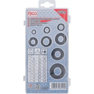 Garnituri cauciuc pentru protectie cablaj, metric.180 bucati, BGS 8125 - Img 3