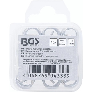Insertii Helicoil pentru reparatii filete M12x1.5, 10 piese, BGS 9429-1 - Img 3