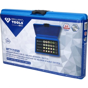 Kit de reparatii pentru filetul dopului de scurgere a uleiului, 64 buc, Brilliant Tools BT711250 - Img 4