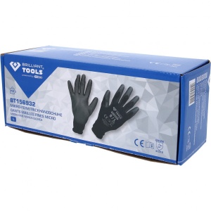 Manusi micro tricotate fin, marimea 9/L, 12 buc, Brilliant Tools BT156932 - Img 3