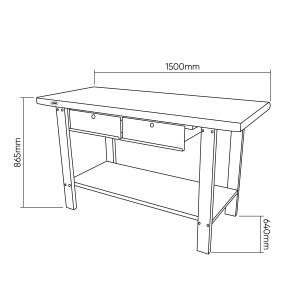 Masa de lucru cu 2 sertare, 1500 x 640 x 865mm, JBM 51737 - Img 5