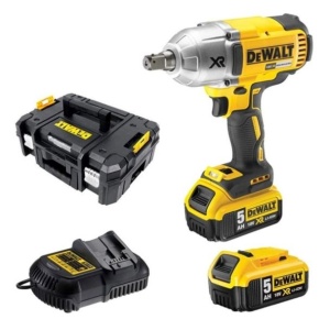 Masina de insurubat cu impact, patrat 1/2", max 1355 Nm, cu 2 acumulatori 18V XR /5.0 Ah si incarcator in valiza TSTAK, Dewalt DCF900P2T