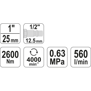 Pistol de impact pentru camioane 2600 Nm cu antrenare de 1", Yato YT-0960 - Img 2