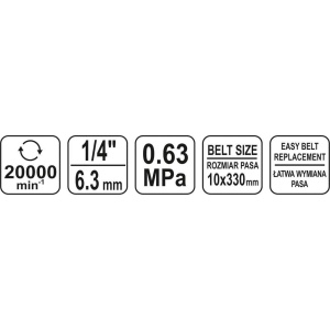 Polizor pneumatic cu banda 10x330mm, Yato YT-09741 - Img 4