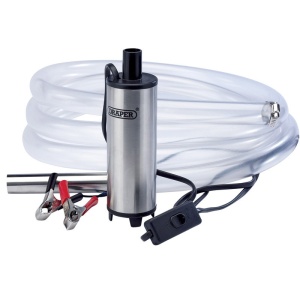 Pompa de transfer motorina / apa cu alimentare la 12V, furtun din PVC cu diametru 25mm, Draper 54044