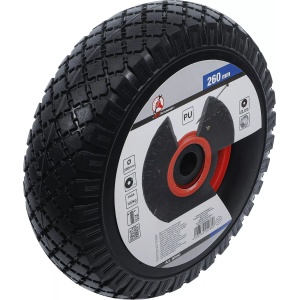 Roata pentru lize/carucioare de mâna | PU, roşie/neagra | 260 mm, BGS DIY 80650 - Img 3