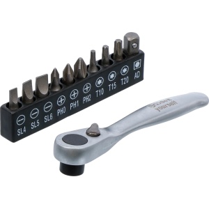 Set biți cu clichet pentru biți, hexagon exterior 6,3 mm (1/4"), 11 piese