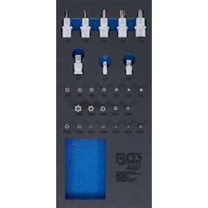 Set biti torx si adaptoare pentru biti + biti torx cu tubulara act. 1/2, 27 piese, BGS 4097 - Img 1