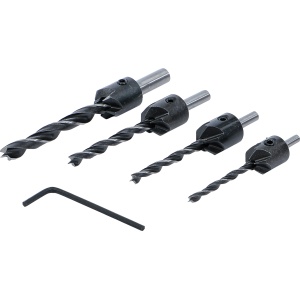 Set burghie pentru lemn cu terminal conic, 4 piese, BGS DIY 50790
