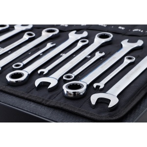 Set chei combinate cu clichet marimi metric + ţoli, 22 piese, BGS DIY 30010 - Img 2