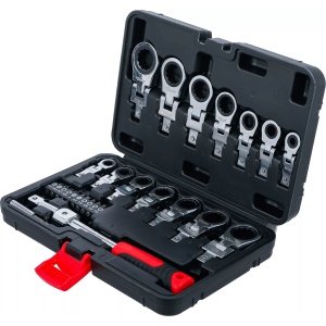 Set chei inelare cu clichet capete ataşabile 6 - 20 mm, set biţi, 27 piese, B-84529 - Img 4