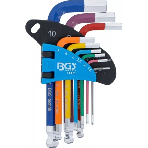 Set chei tip L multicoloră scurte hexagon interior, hexagon interior cu cap sferic 1,5 - 10 mm 9 piese - Img 2