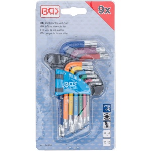 Set chei tip L multicoloră scurte profil T (pentru Torx) cu cap sferic T10 - T50 9 piese, BGS 74466 - Img 4