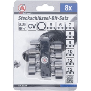 Set chei tubulare 5 - 13 mm cu prindere pentru autofiletanta, antrenare hexagon exterior 6,3 mm (1/4"), 8 piese, BGS DIY 67308 - Img 3
