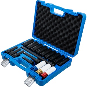 Set chei tubulare de impact 10 - 24 mm simple si chei tubulare cu protectie 17-19-21 mm, antrenare1/2",18 piese, BGS 5202 - Img 3
