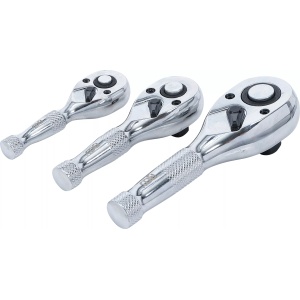 Set clicketi reversibili cu antrenare 1/4"-3/8"-1/2", 3 piese, BGS 215