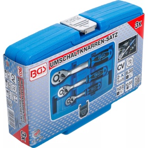 Set clicketi reversibili cu pas fin, antrenare 1/4, 3/8", 1/2", 3 piese, BGS 621 - Img 8