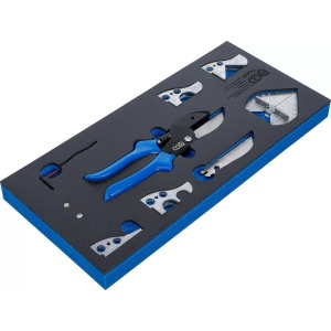 Suport organizator pentru cărucior 1/3: Set foarfece multifuncţionale şi de retezat pentru ţevi de plastic 8 piese, BGS 74441 - Img 2