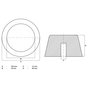 Tampon din cauciuc pentru platforme elevatoare, diametru Ø 105 mm, BGS 7009 - Img 2