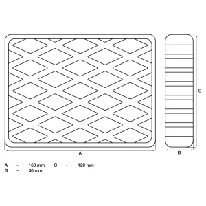 Tampon din cauciuc pentru platforme elevatoare, dimensiuni 160 x 120 x 30 mm, BGS 7006 - Img 3
