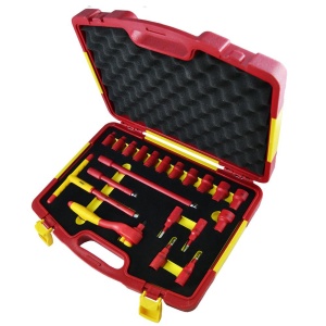 Trusa cu tubulare izolate, clicket si prelungitoare, antrenare 3/8", 20 piese, JBM 53154 - Img 2