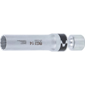 Cheie pentru bujii 14mm articulata in 12 colturi, antrenare 3/8", lungime 10 mm, BGS 2390 - Img 1