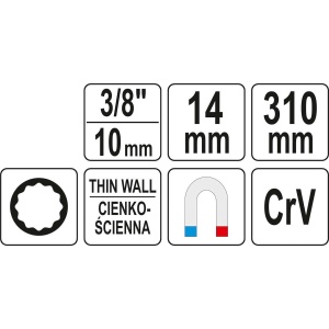 Cheie tubulara bujii, 14 mm, cu prelungitor, Yato YT-08163 - Img 4