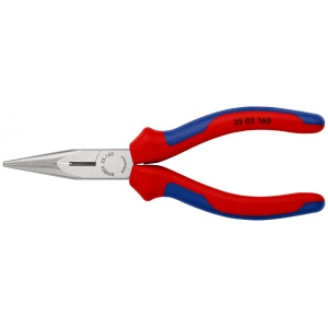Cleste plat-rotund cu tais (patent cu cioc drept), manşoane multicomponent, lungime 160 mm, Knipex 2502160 - Img 3