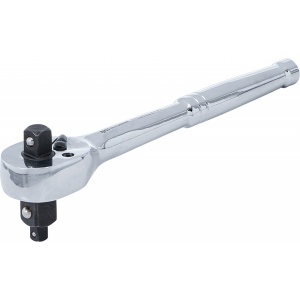 Clichet reversibil, Integral din oţel, cu dantura fina, 3-in-1, 6,3 mm (1/4") / 10 mm (3/8") / 12,5 mm (1/2"), BGS DIY 71015 - Img 1