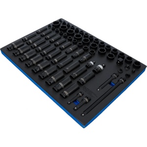 Echipare pentru dulap 3/3, Set de chei tubulare de impact, hexagonale, antrenare 3/8" si1/2", 8 - 32 mm, 73 piese BGS 74742 - Img 2