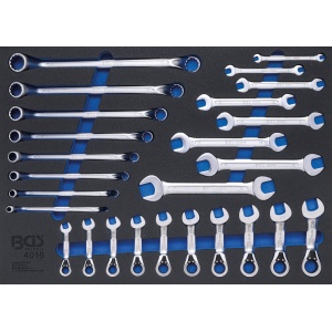 Echipare sertar chei fixe, inelare cu cot si chei cu clicket, 26piese, BGS 4016