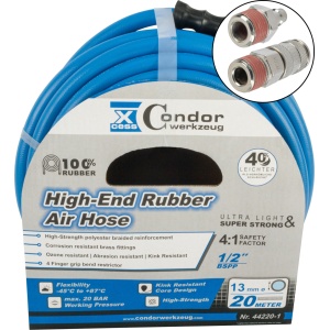 Furtun DL ø13mmx20m, cauciuc solid de calitate superioară, cuplare rapidă, Condor 44220-2