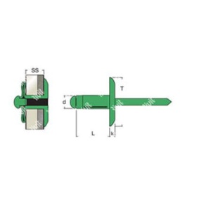 Pop-nit 4.8 x 20.5 mm, Aluminiu / Otel Treriv, Rivit 12554, set 100 buc