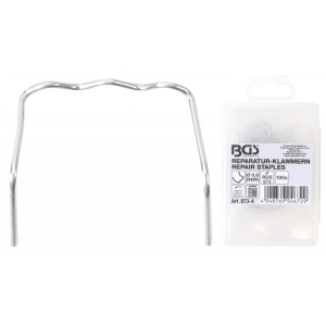Set agrafe pentru reparatii piese din plastic Tip-L, grosime fir Ø 0.6 mm, 100 piese, BGS 873-4